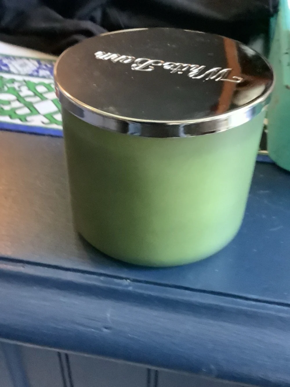 White Barn Tree Farm Candle -‎ Green Jar with Silver Lid